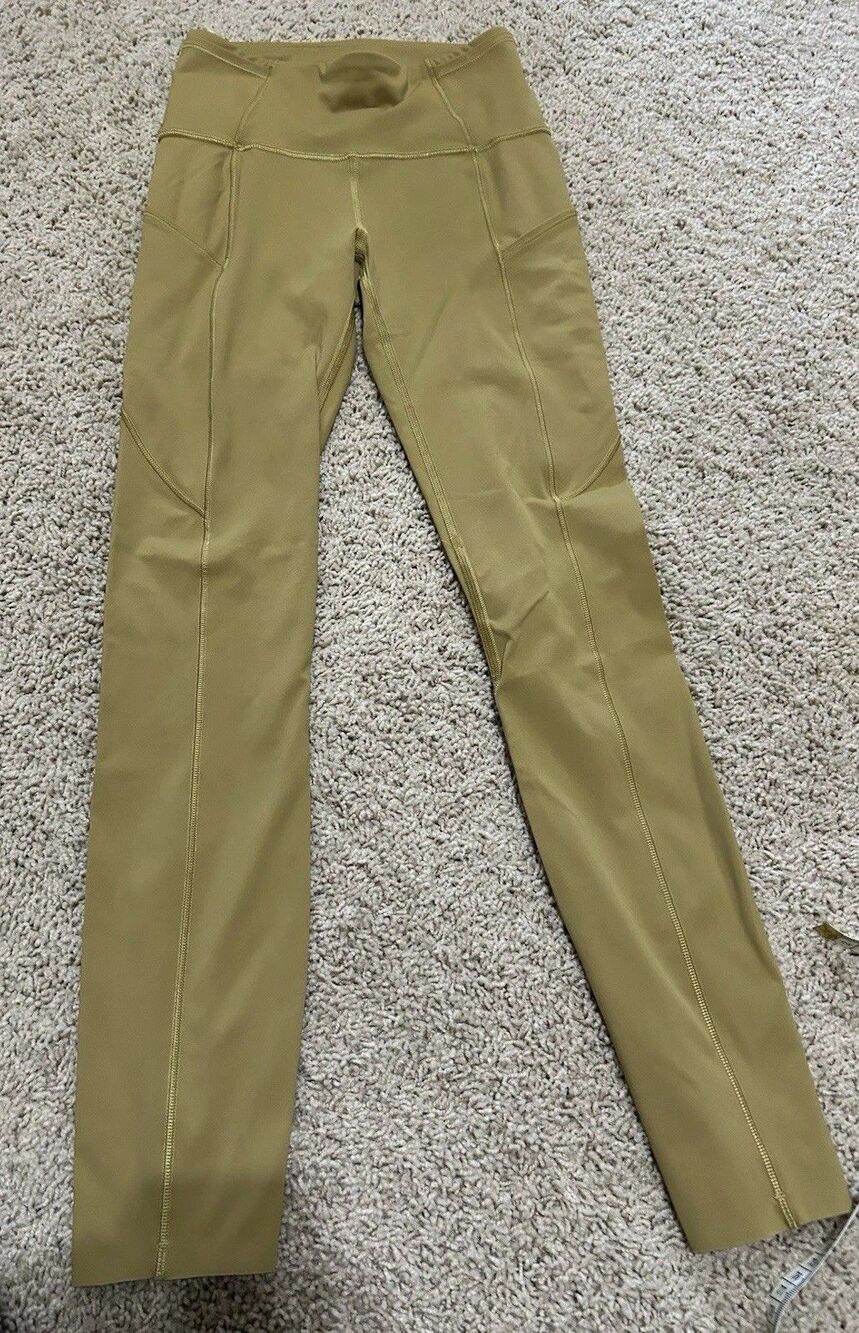 Lululemon Align High Rise Pocket Leggings Women Size 2 Yellow Green Athleisure